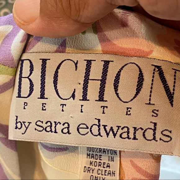 Vintage Bichon by Sarah Edwards Floral Midi Length Dress size 2 Petite - Picture 12 of 13